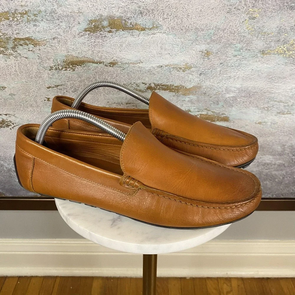 Wolf & Shepherd Shoes Mens 9 Brown Leather Loafers Slip On Casual Comfort